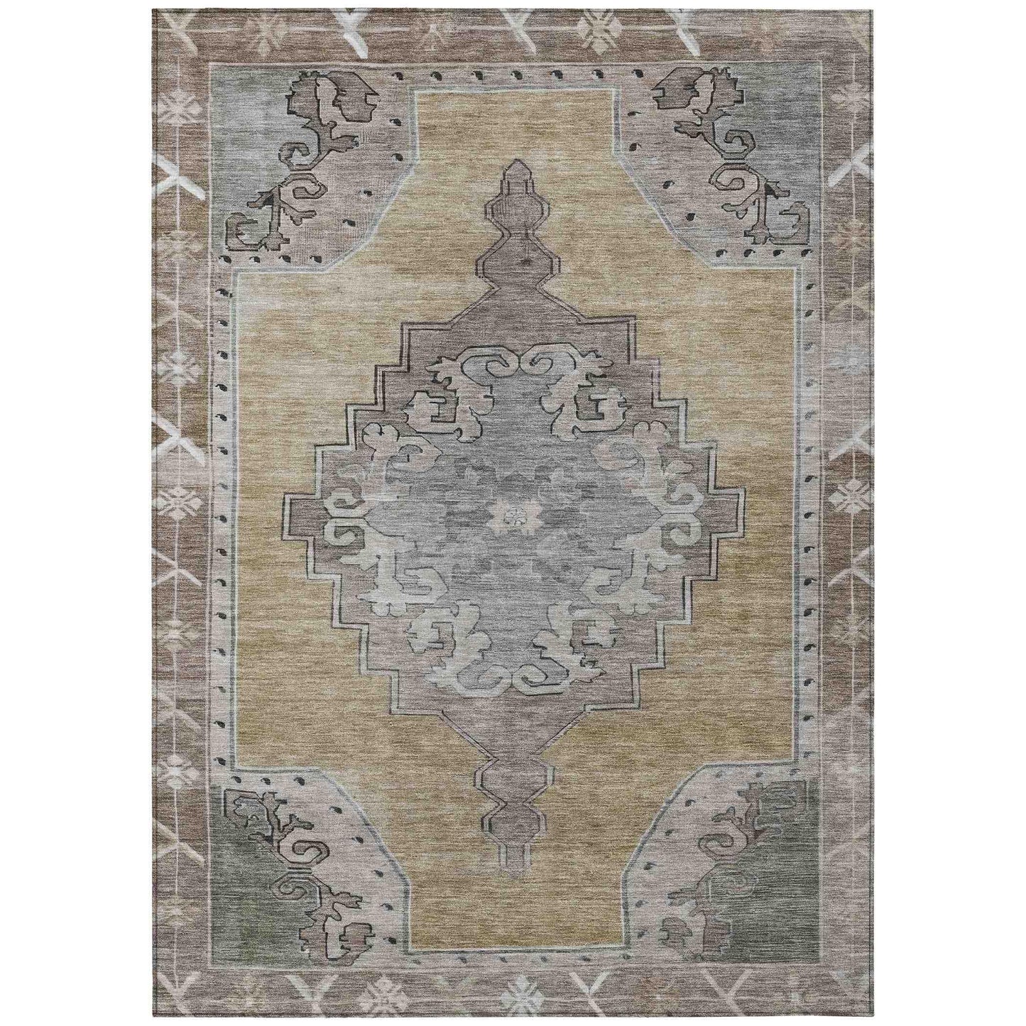 Haelion Brown Washable Indoor-Outdoor Rug