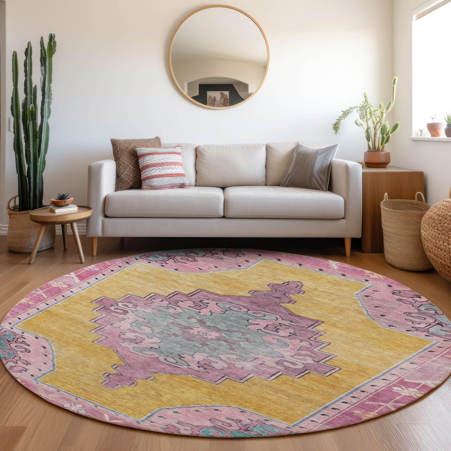 Haelion Gold Washable Indoor-Outdoor Rug