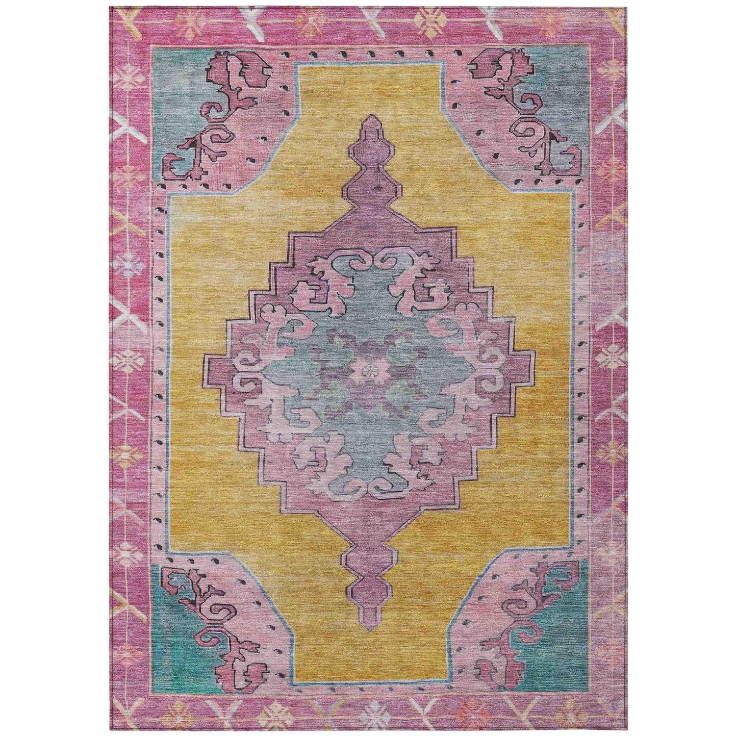 Haelion Gold Washable Indoor-Outdoor Rug