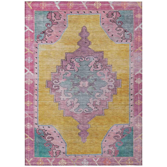 Haelion Gold Washable Indoor-Outdoor Rug