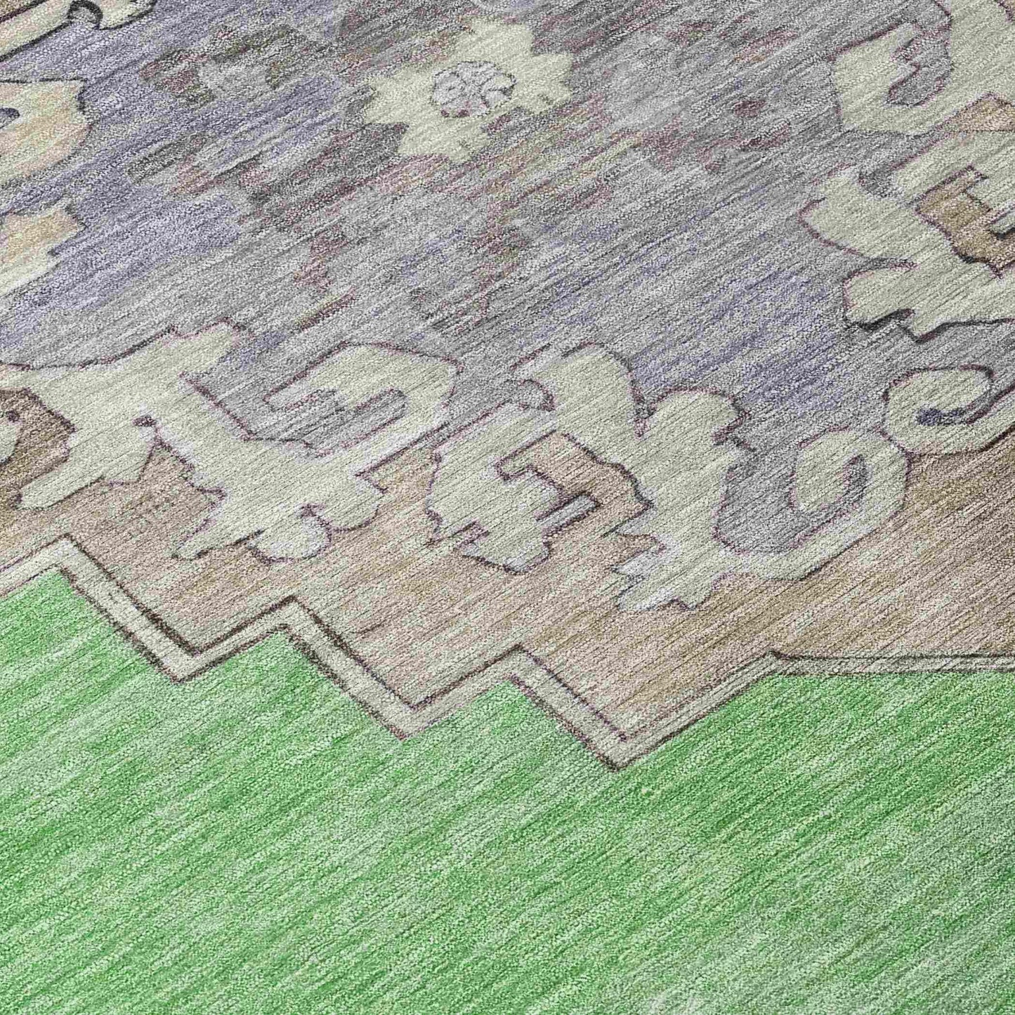 Haelion Green Washable Indoor-Outdoor Rug