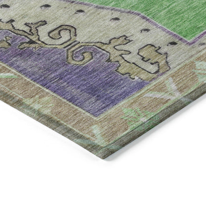 Haelion Green Washable Indoor-Outdoor Rug