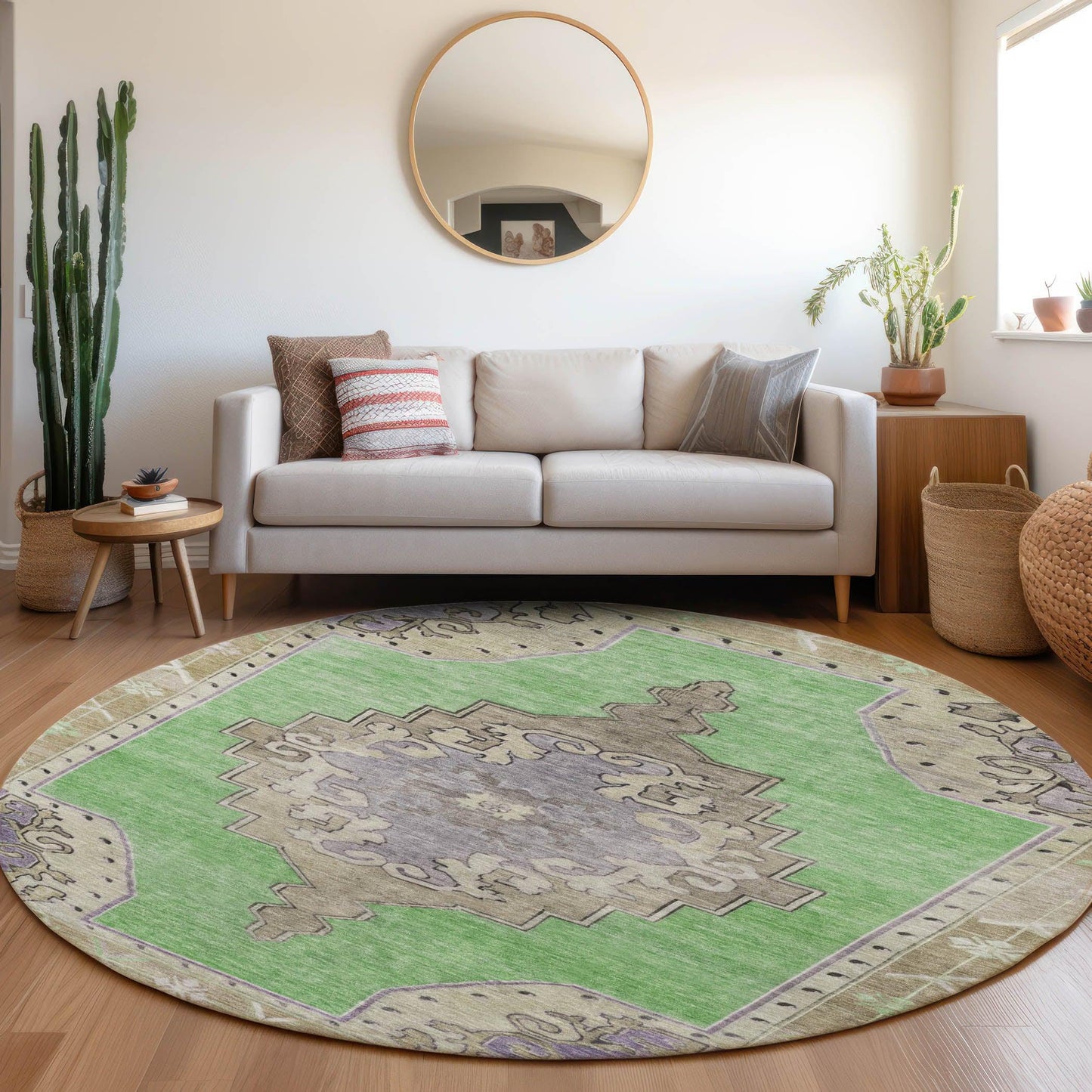 Haelion Green Washable Indoor-Outdoor Rug