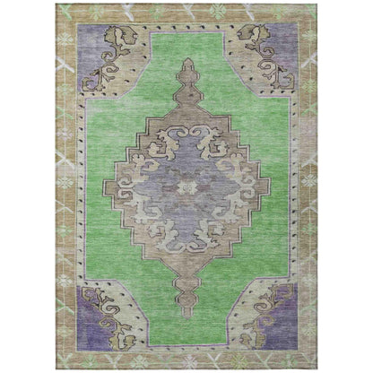 Haelion Green Washable Indoor-Outdoor Rug