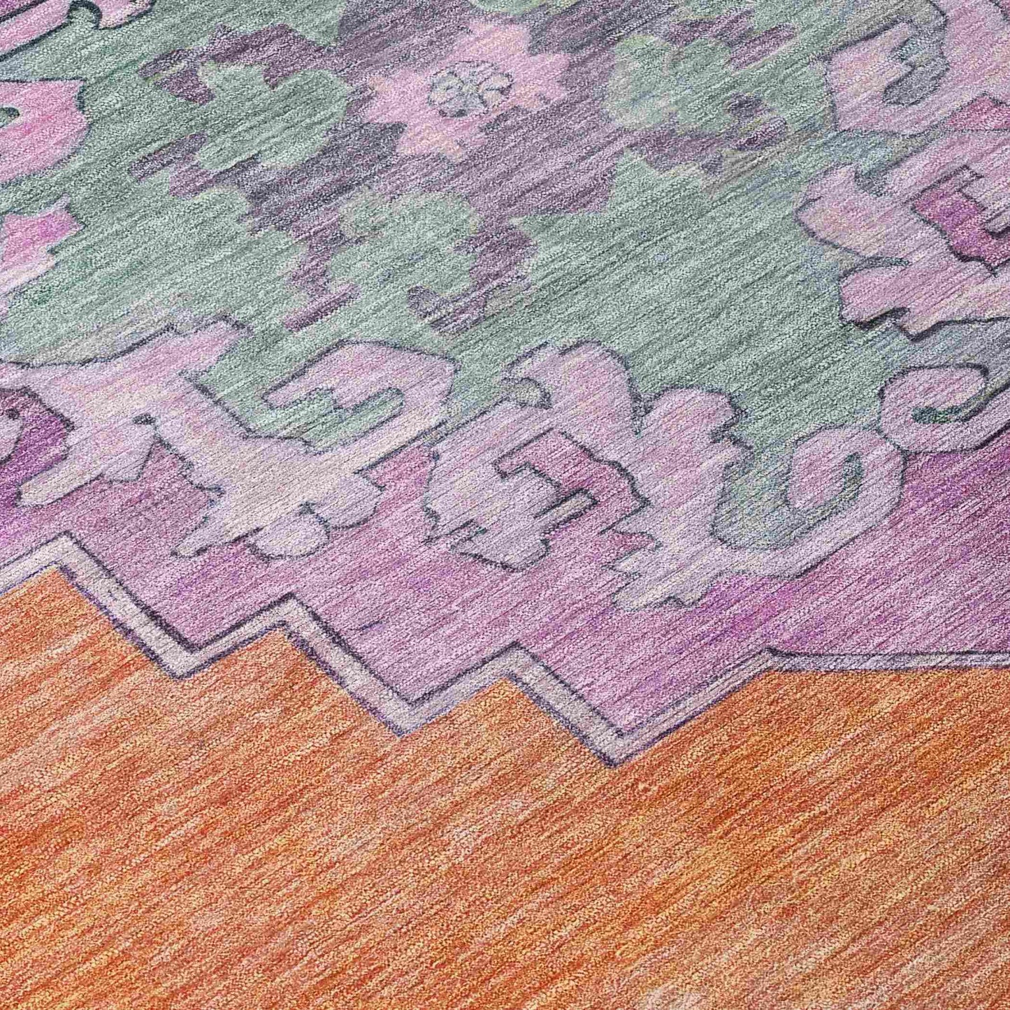 Haelion Orange Washable Indoor-Outdoor Rug