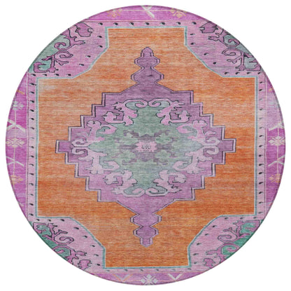 Haelion Orange Washable Indoor-Outdoor Rug