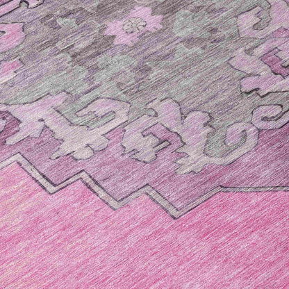 Haelion Pink Washable Indoor-Outdoor Rug