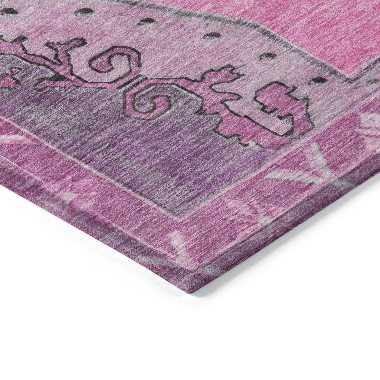 Haelion Pink Washable Indoor-Outdoor Rug