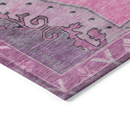 Haelion Pink Washable Indoor-Outdoor Rug
