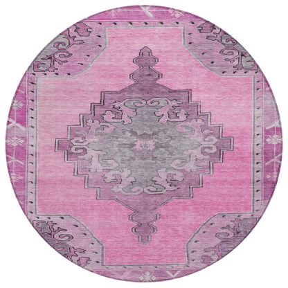 Haelion Pink Washable Indoor-Outdoor Rug