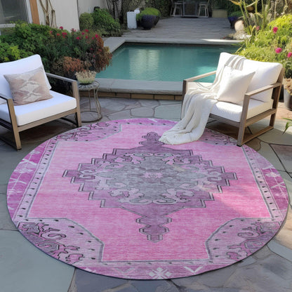 Haelion Pink Washable Indoor-Outdoor Rug
