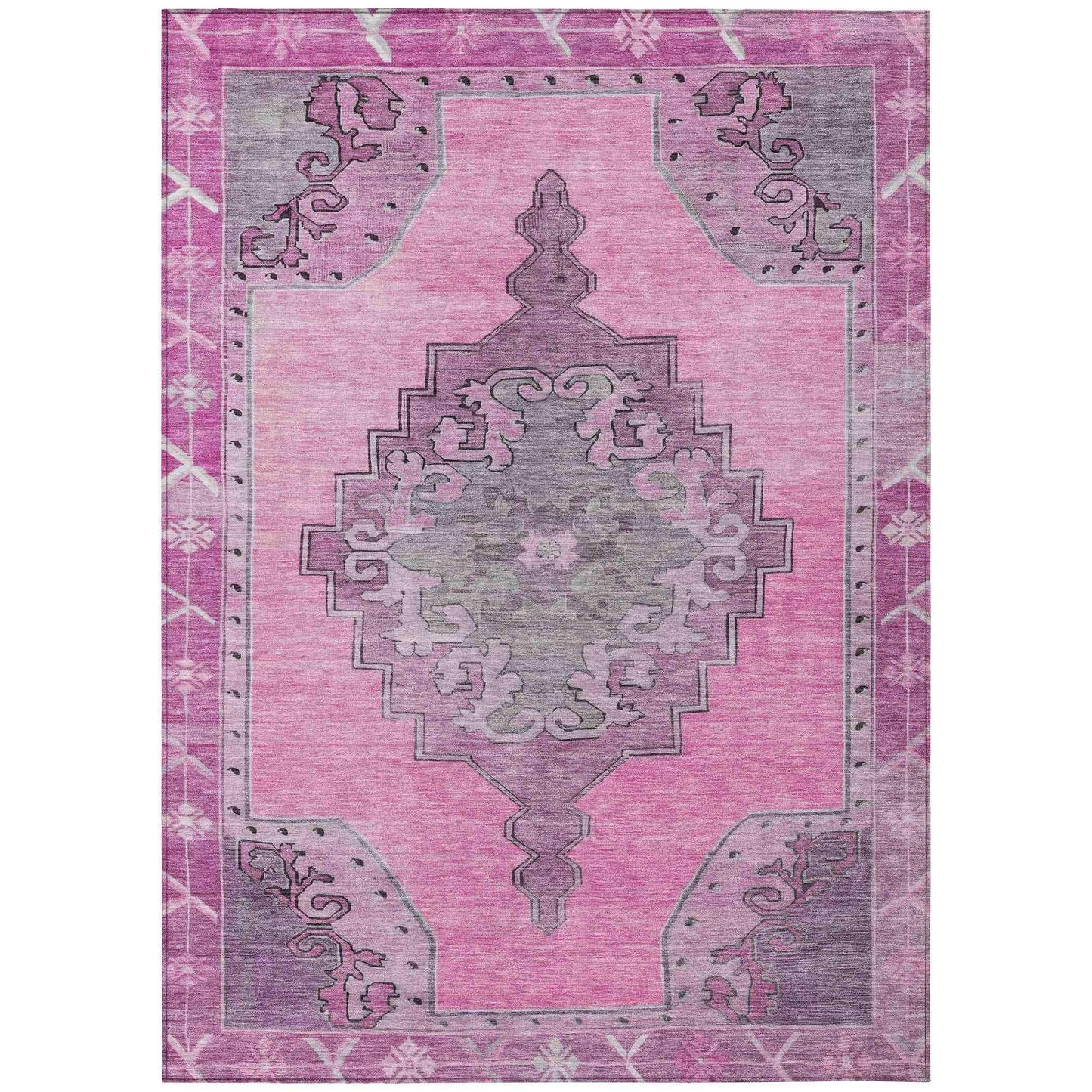 Haelion Pink Washable Indoor-Outdoor Rug