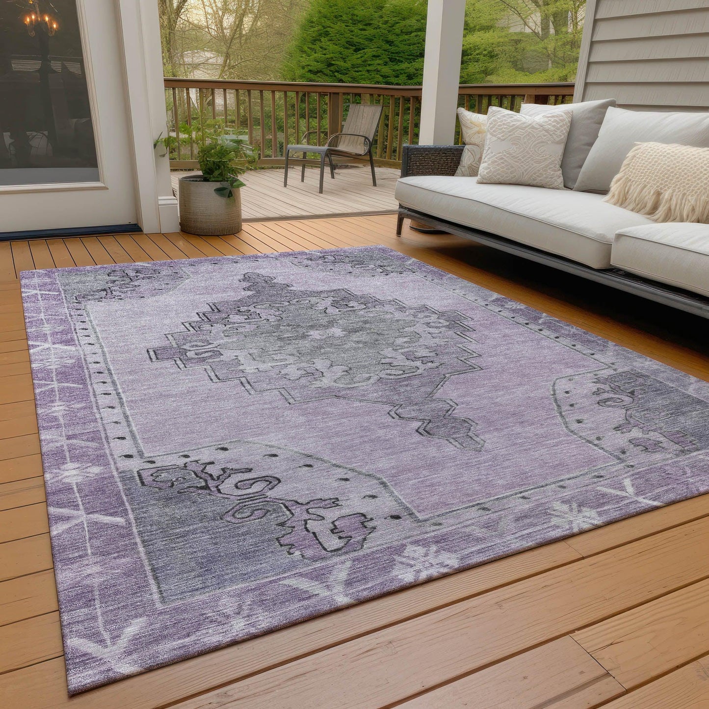 Haelion Plum Washable Indoor-Outdoor Rug