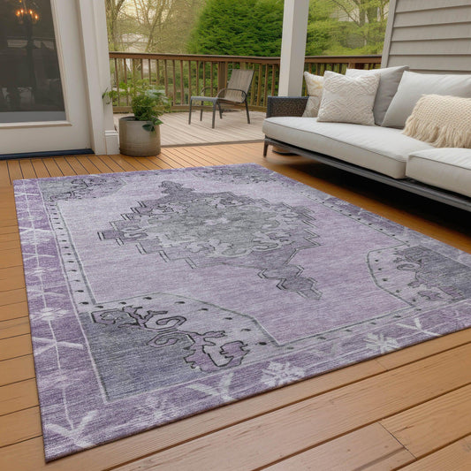 Haelion Plum Washable Indoor-Outdoor Rug