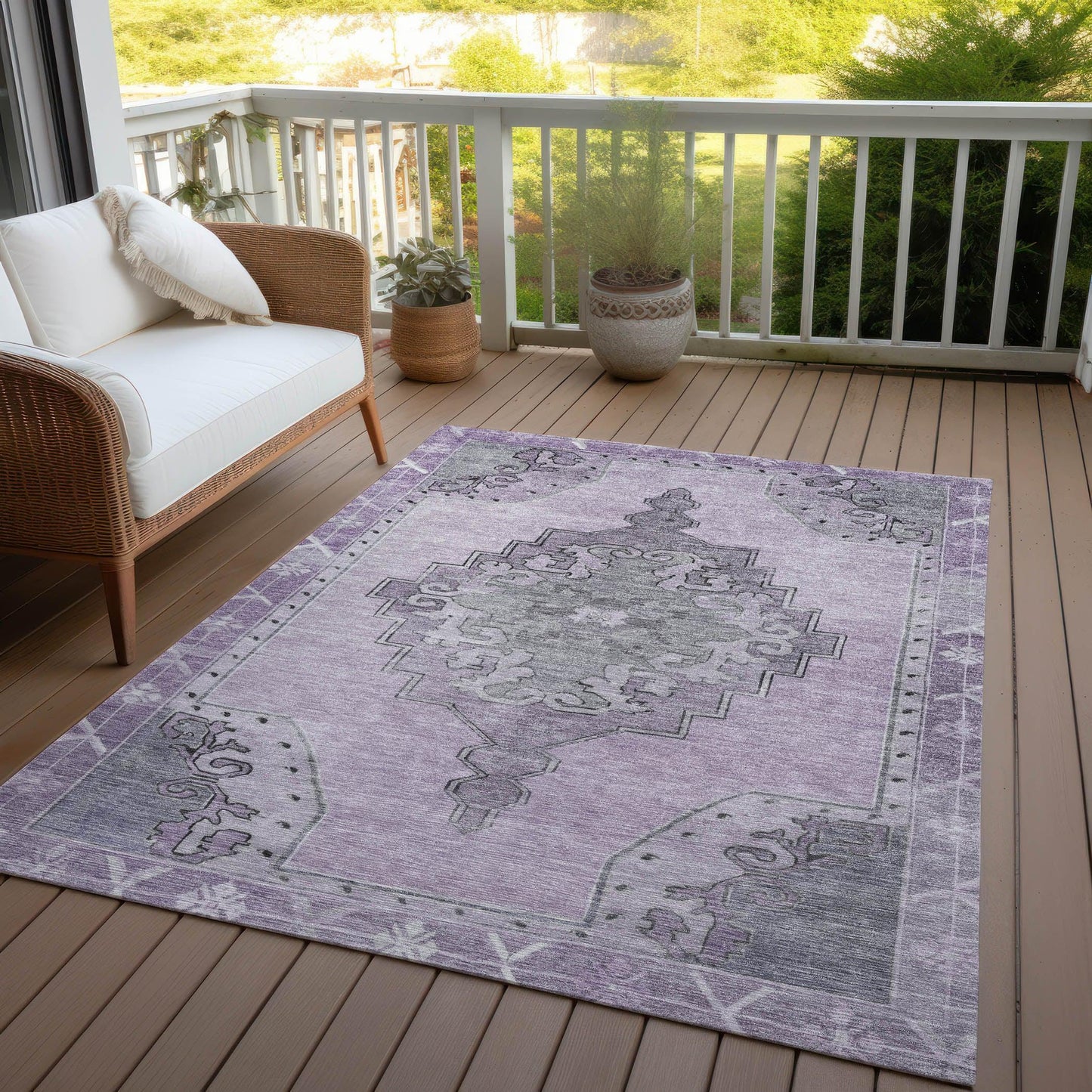 Haelion Plum Washable Indoor-Outdoor Rug