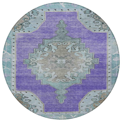 Haelion Purple Washable Indoor-Outdoor Rug