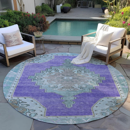 Haelion Purple Washable Indoor-Outdoor Rug