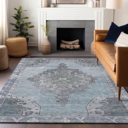 Haelion Sky Washable Indoor-Outdoor Rug