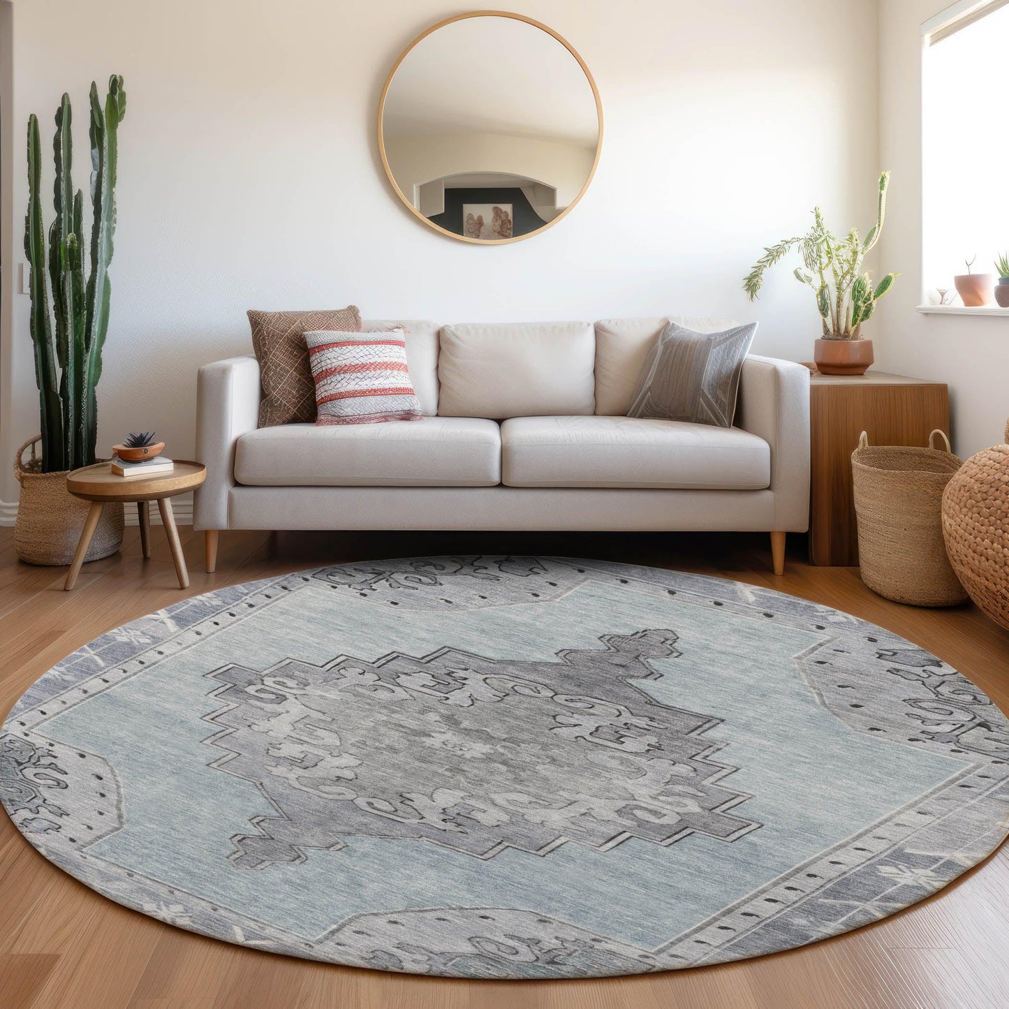 Haelion Sky Washable Indoor-Outdoor Rug