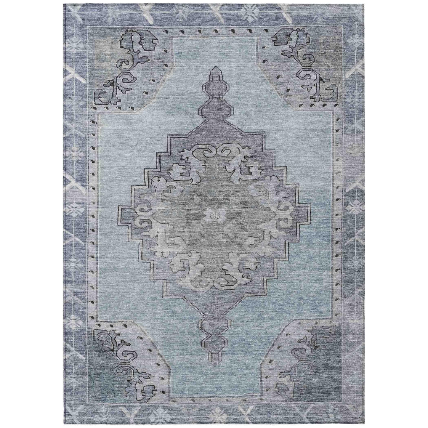 Haelion Sky Washable Indoor-Outdoor Rug