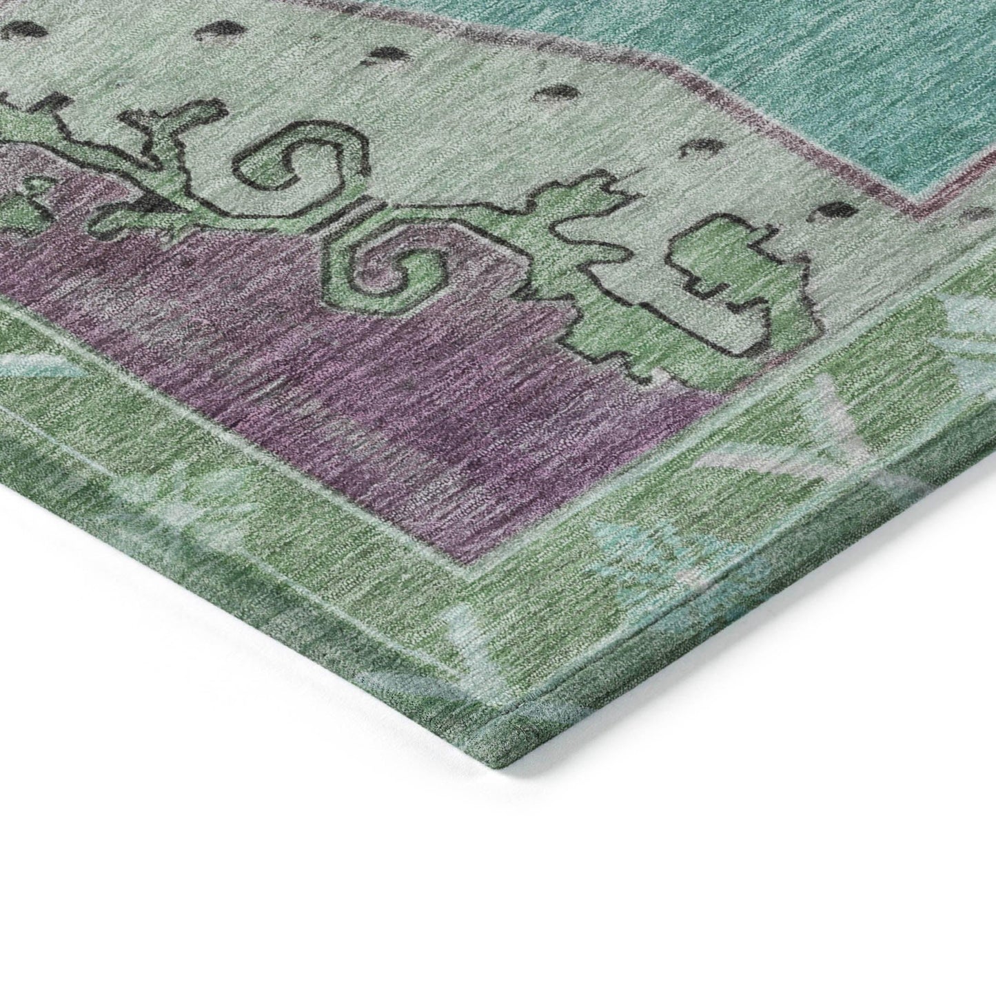 Haelion Teal Washable Indoor-Outdoor Rug
