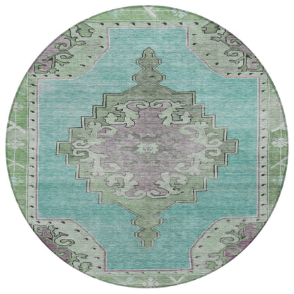 Haelion Teal Washable Indoor-Outdoor Rug