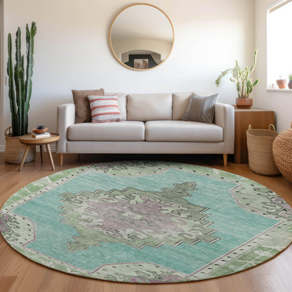 Haelion Teal Washable Indoor-Outdoor Rug