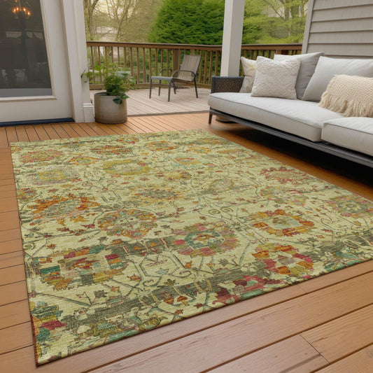 Haelira Gold Washable Indoor-Outdoor Rug