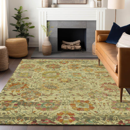 Haelira Gold Washable Indoor-Outdoor Rug