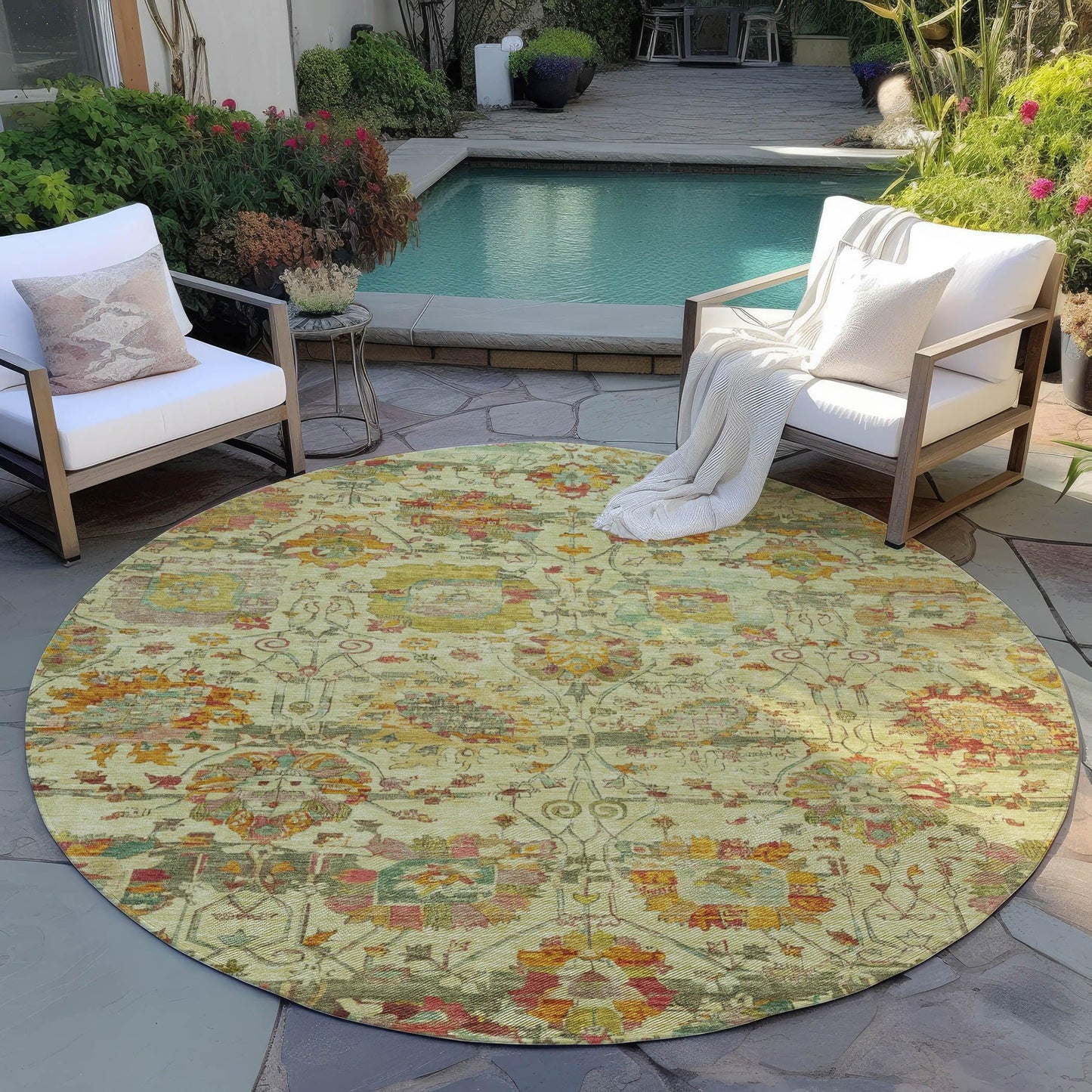 Haelira Gold Washable Indoor-Outdoor Rug