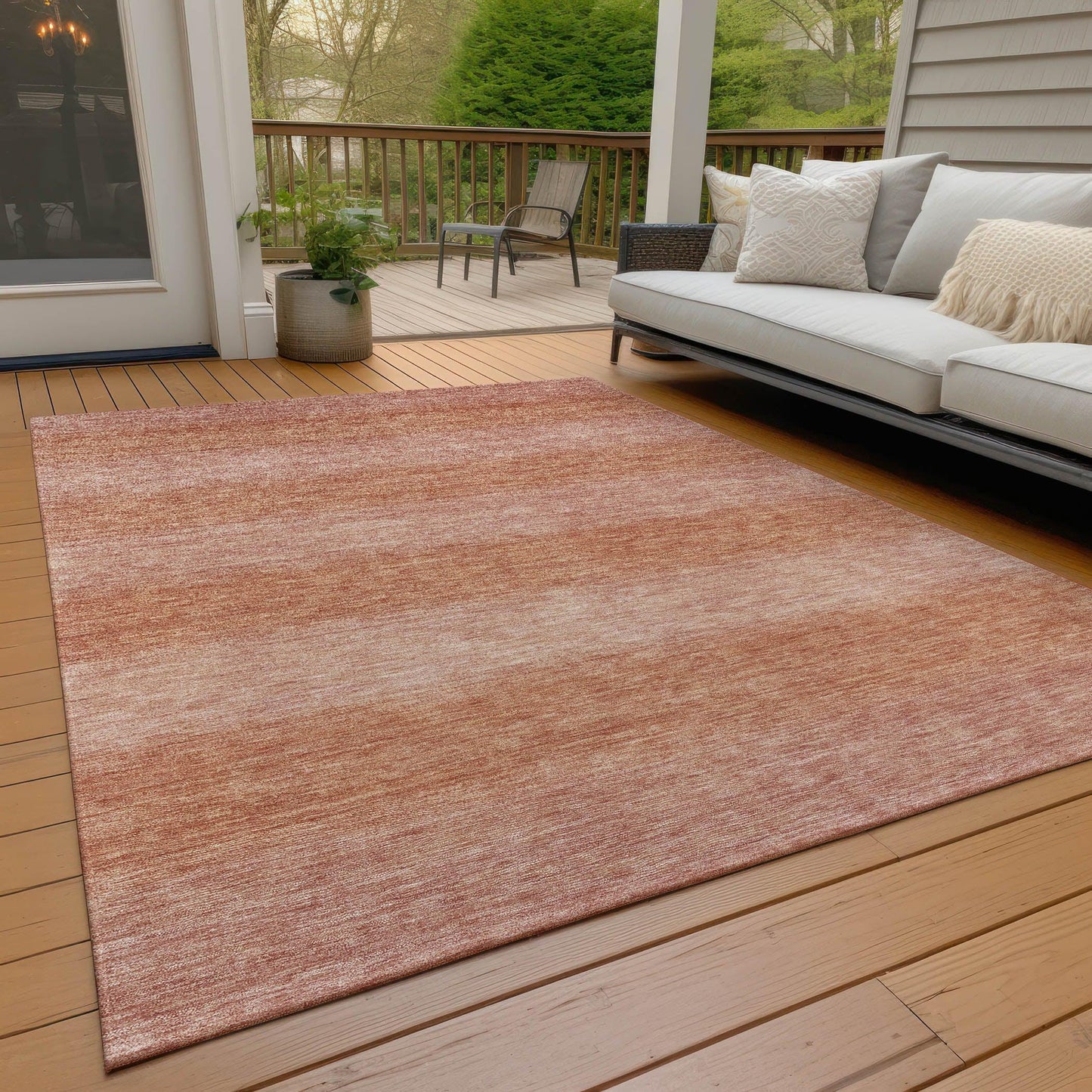 Haelius Orange Washable Indoor-Outdoor Rug