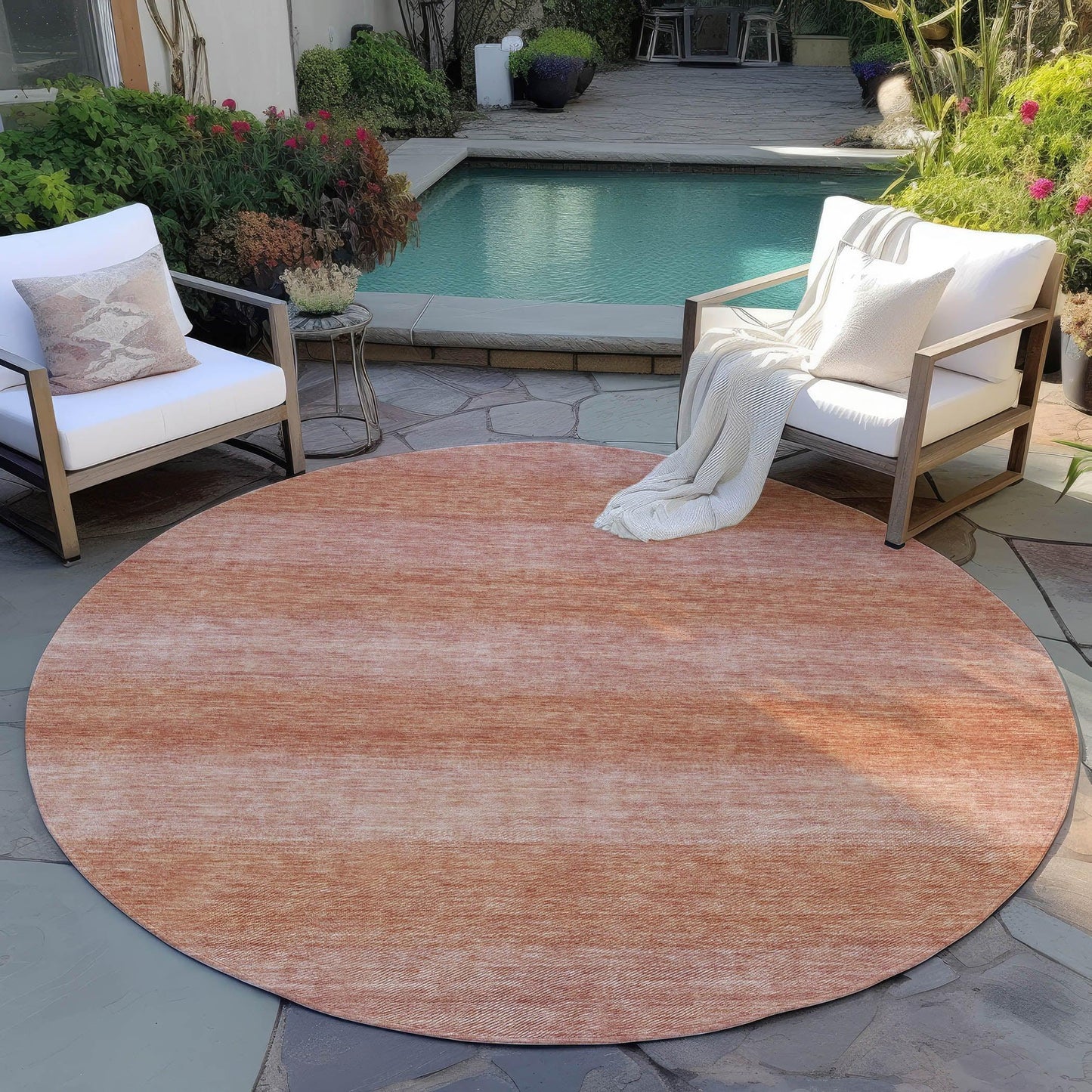 Haelius Orange Washable Indoor-Outdoor Rug