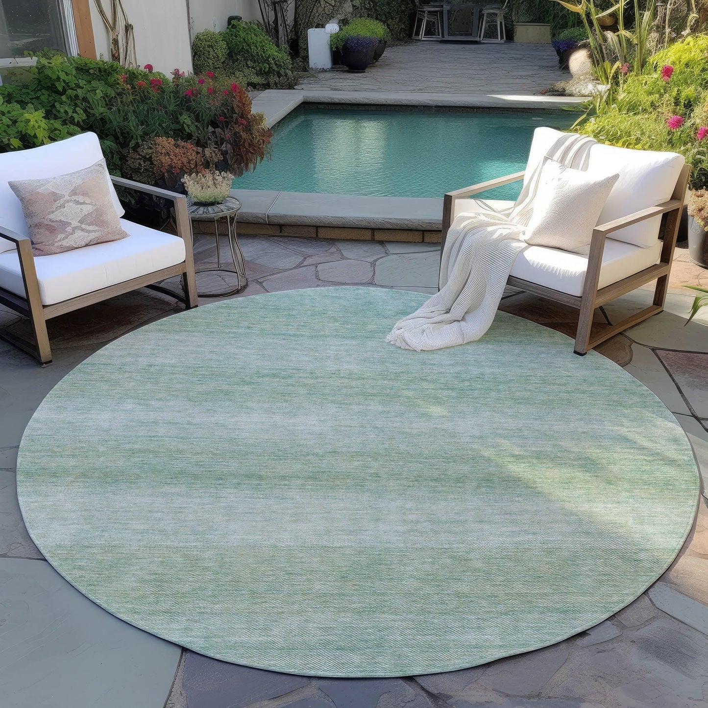 Haelius Teal Washable Indoor-Outdoor Rug