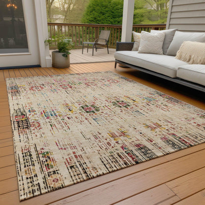 Haelon Beige Washable Indoor-Outdoor Rug