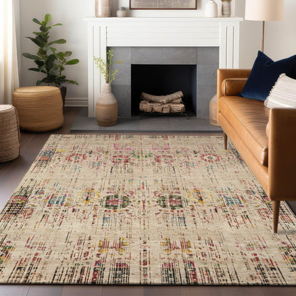 Haelon Beige Washable Indoor-Outdoor Rug