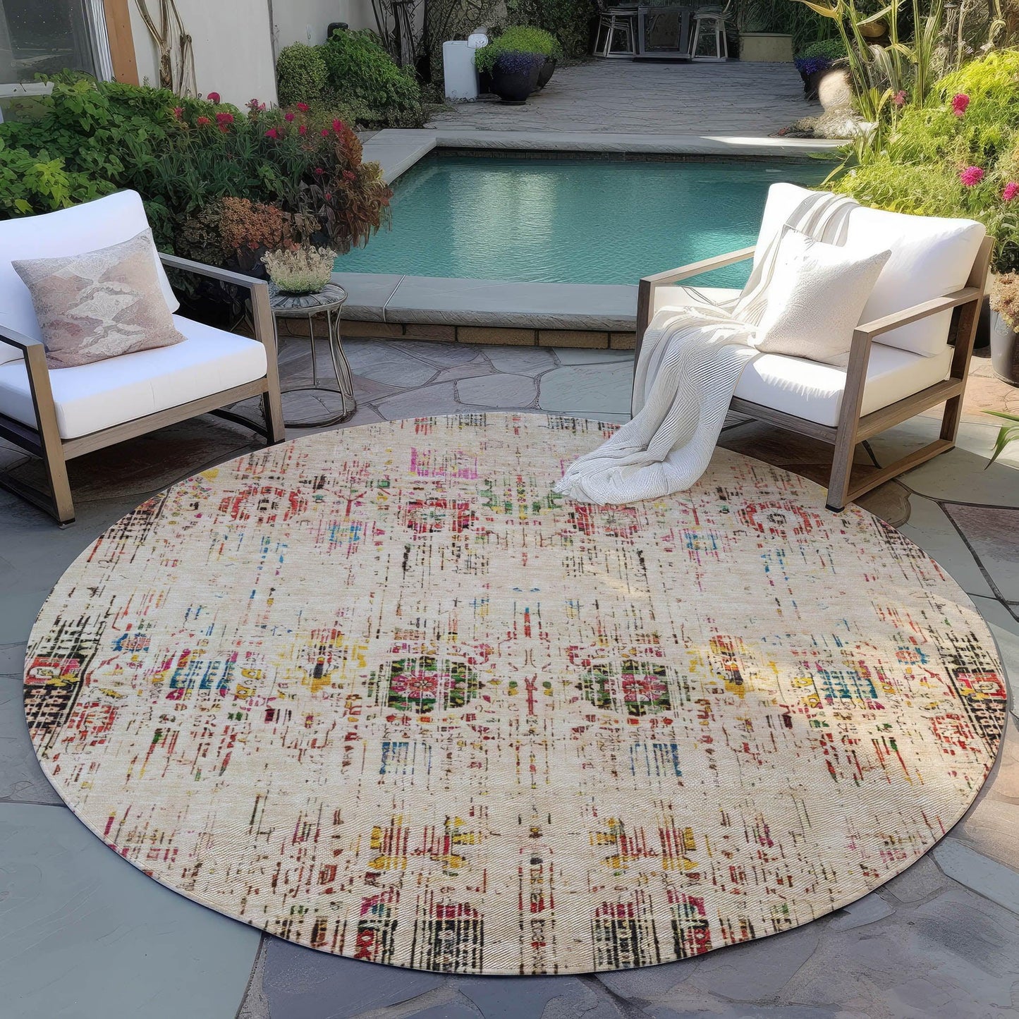 Haelon Beige Washable Indoor-Outdoor Rug