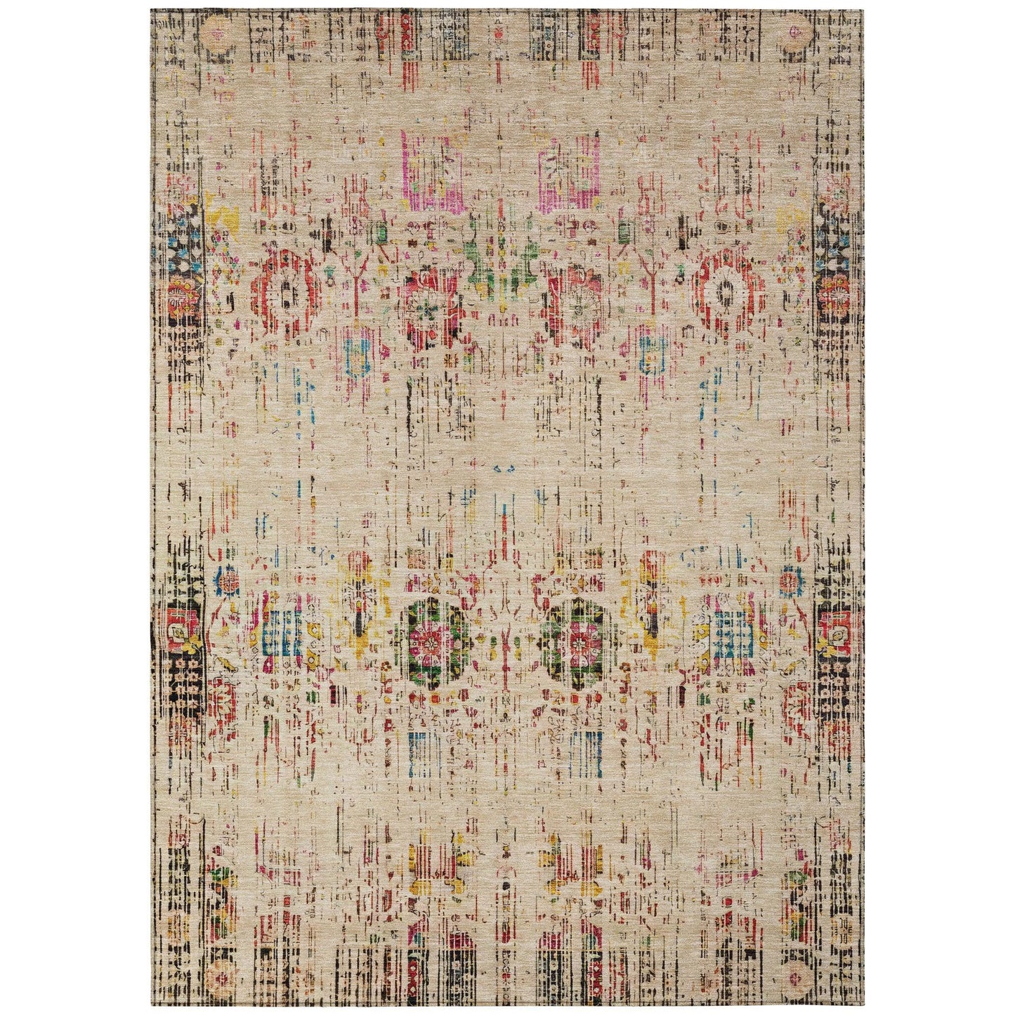 Haelon Beige Washable Indoor-Outdoor Rug