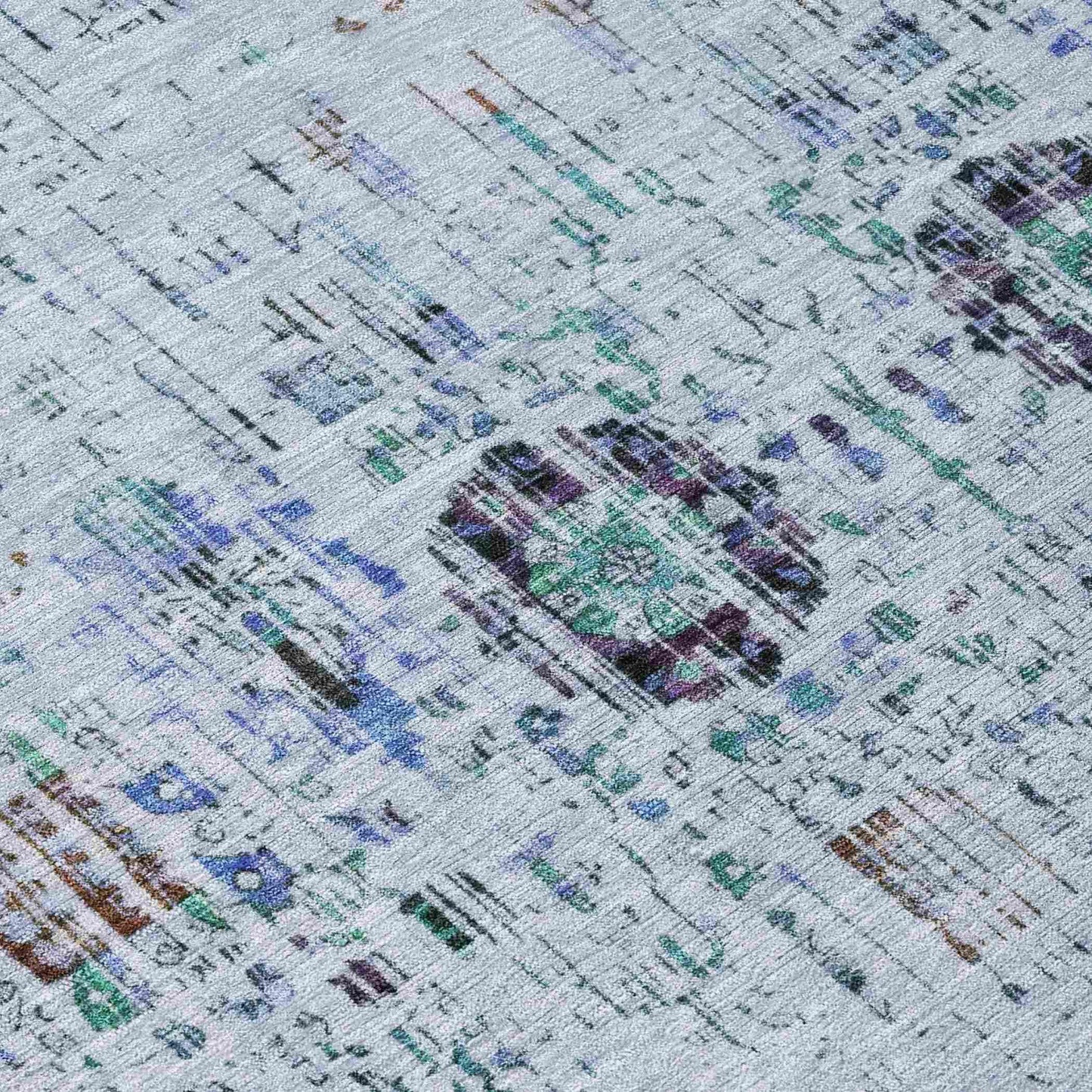 Haelon Blue Washable Indoor-Outdoor Rug