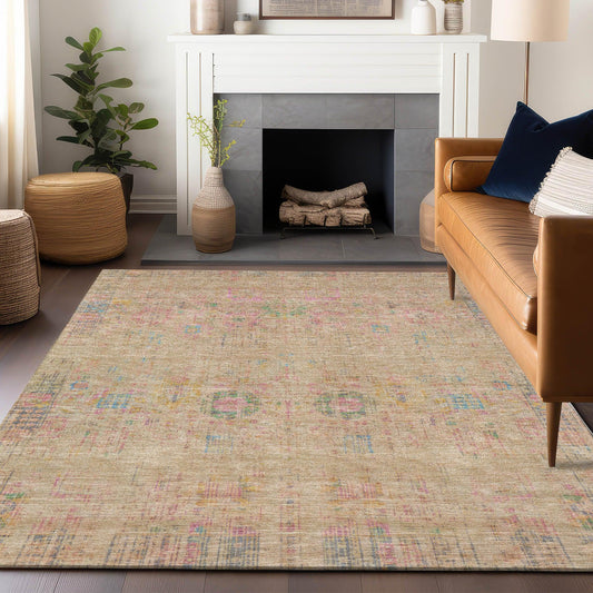 Haelon Brown Washable Indoor-Outdoor Rug