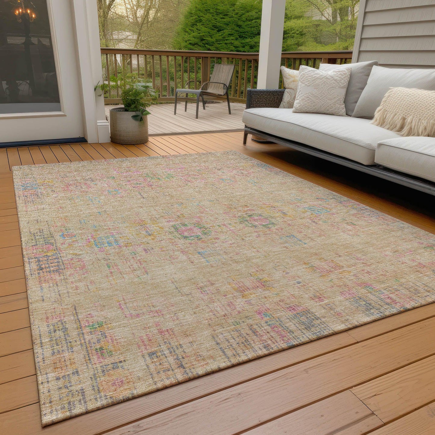 Haelon Brown Washable Indoor-Outdoor Rug