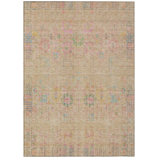 Haelon Brown Washable Indoor-Outdoor Rug