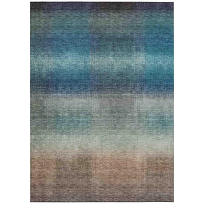 Haelor Blue Washable Indoor-Outdoor Rug