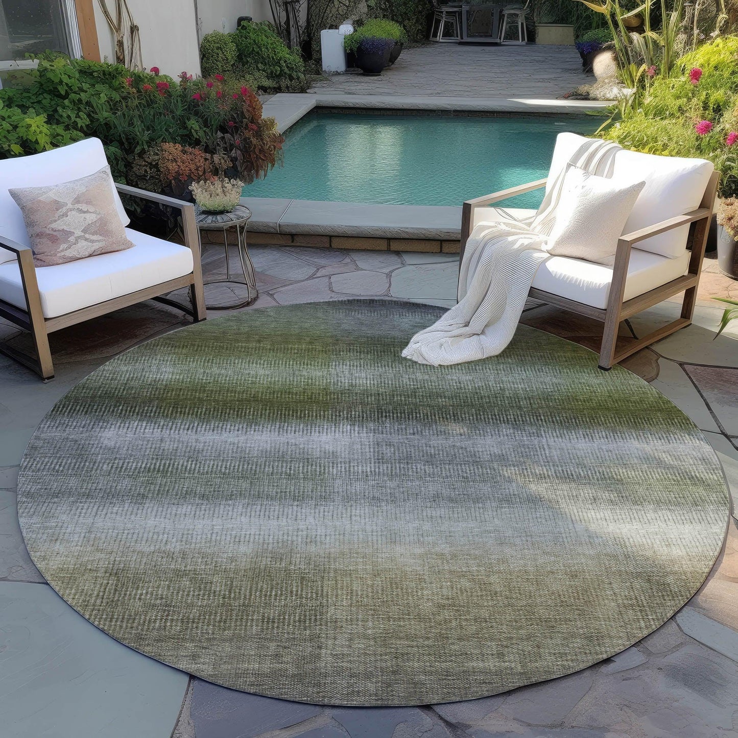 Haelor Gray Washable Indoor-Outdoor Rug