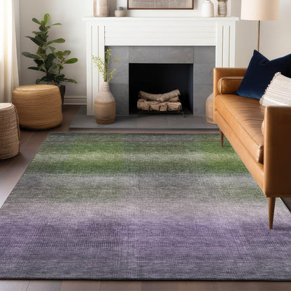 Haelor Green Washable Indoor-Outdoor Rug