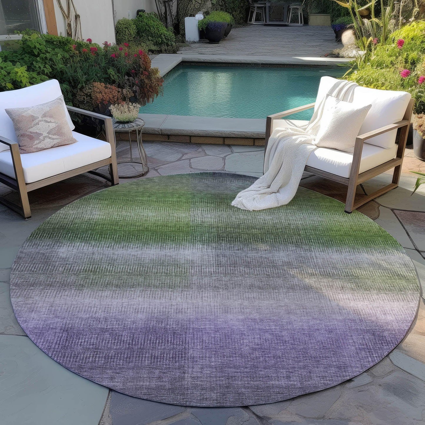 Haelor Green Washable Indoor-Outdoor Rug