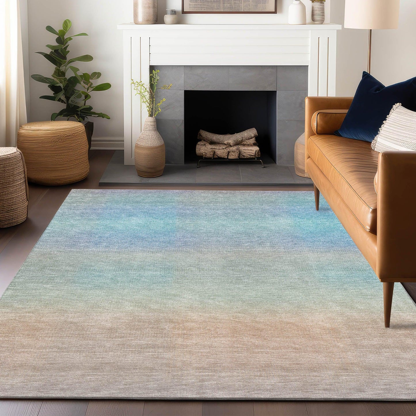 Haelor Sky Washable Indoor-Outdoor Rug