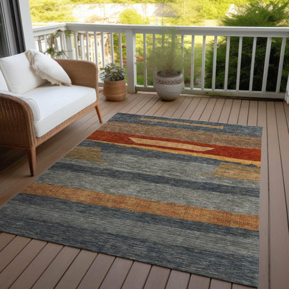 Haelora Blue Washable Indoor-Outdoor Rug