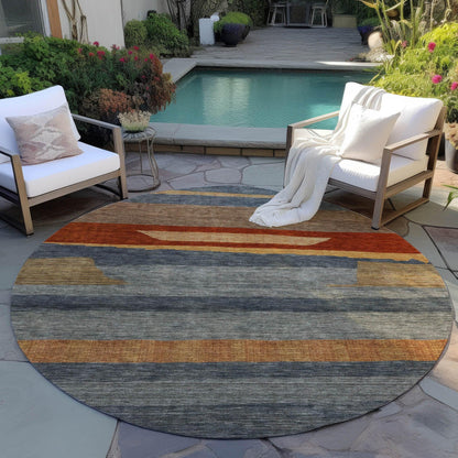 Haelora Blue Washable Indoor-Outdoor Rug