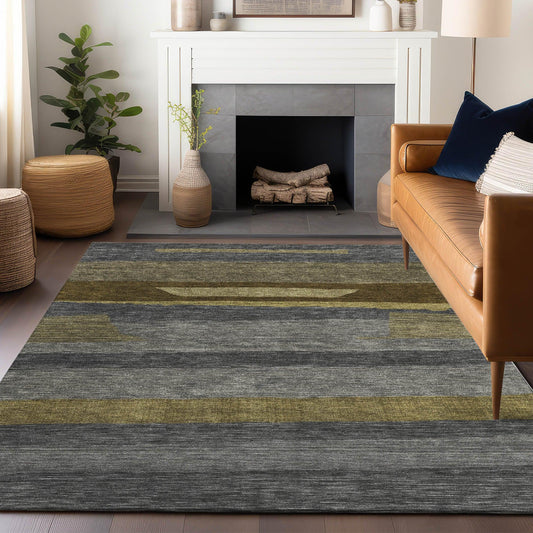 Haelora Gray Washable Indoor-Outdoor Rug