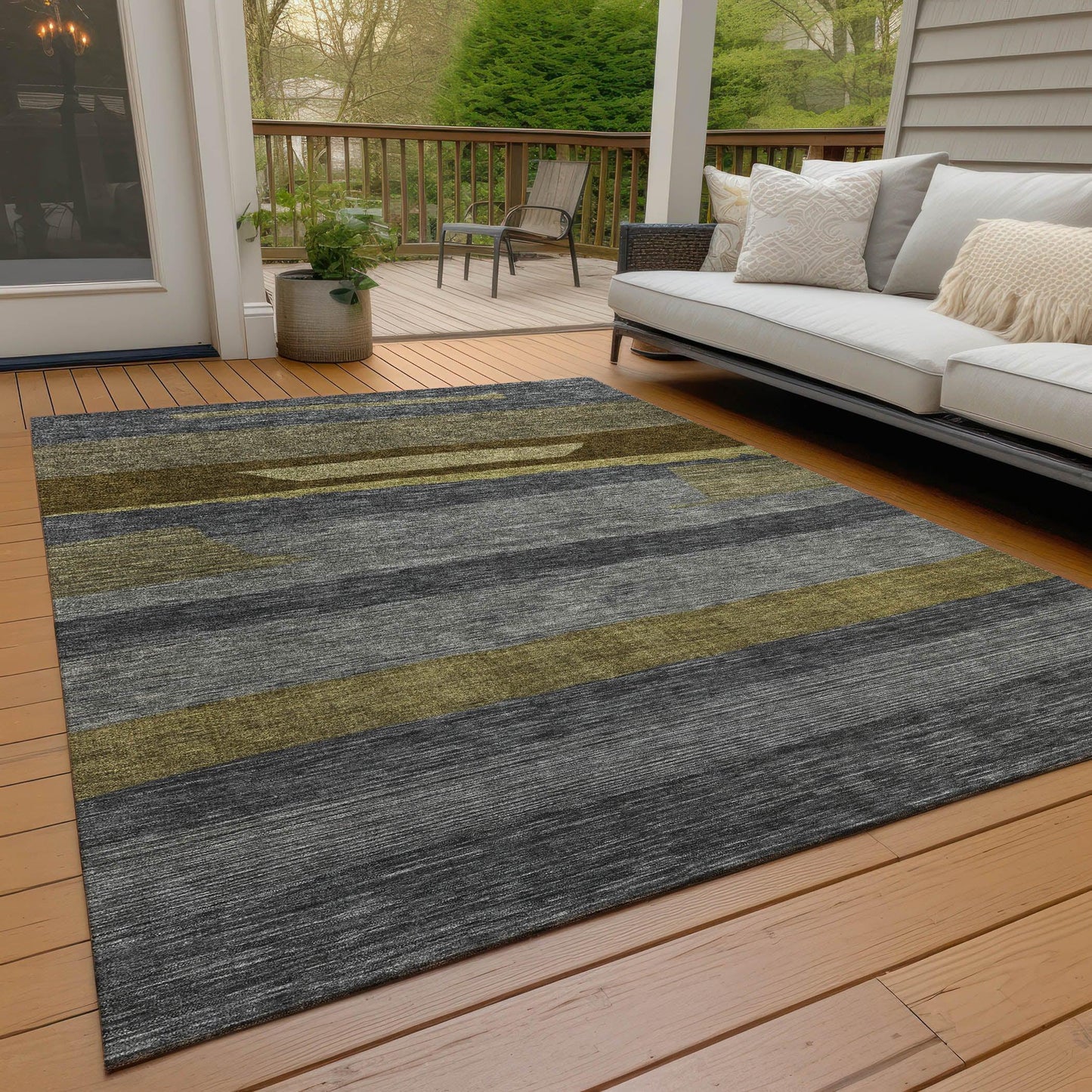 Haelora Gray Washable Indoor-Outdoor Rug